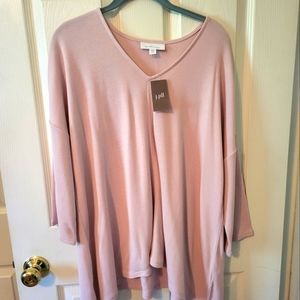 NWT, J. Jill Sandwashed Tencel, Pale Pink V-Neck Top XLP